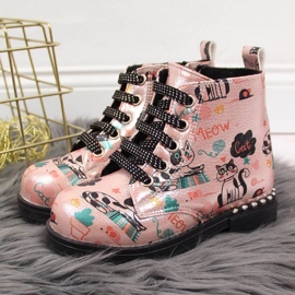 Nautilus Botas botas de otoño Navy Dot Jr WOL6B rosa 2