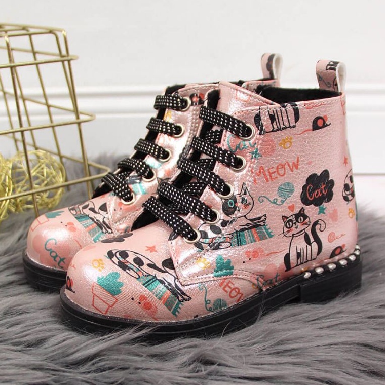Nautilus Botas botas de otoño Navy Dot Jr WOL6B rosa 2