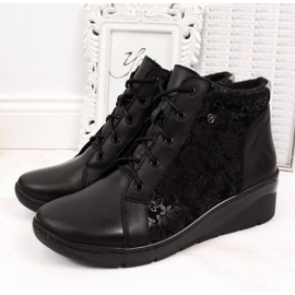 Botas de piel con tacón de cuña Helios W H537 negro 4