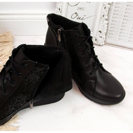 Botas de piel con tacón de cuña Helios W H537 negro 5