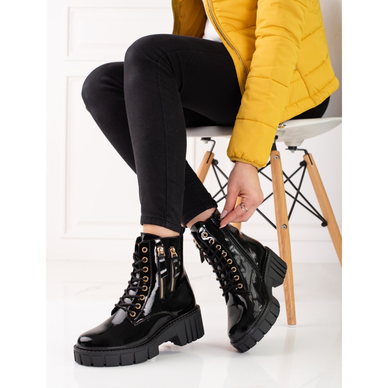 Goodin Cazadores de moda con cremalleras decorativas. negro 1