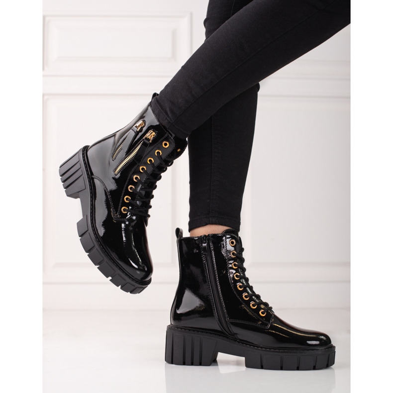 Goodin Cazadores de moda con cremalleras decorativas. negro 2