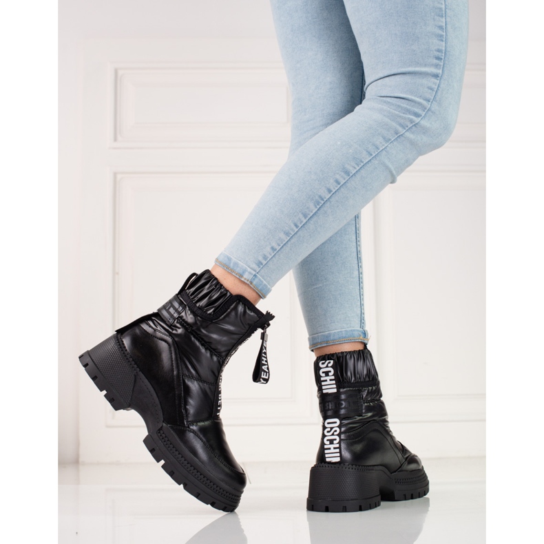 Botas de nieve negras para mujer en la plataforma Shelovet. negro 2