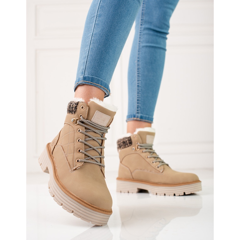 Cazadoras de mujer con aislamiento de piel shelovet beige 2