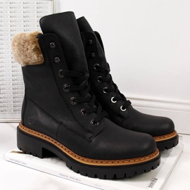 Botas de mujer negras Rieker 72630-00 con pelo negro 13