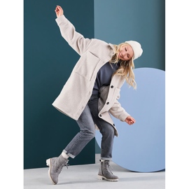 Cómodas botas de plataforma gris cálido Rieker X5701-40 para mujer 15