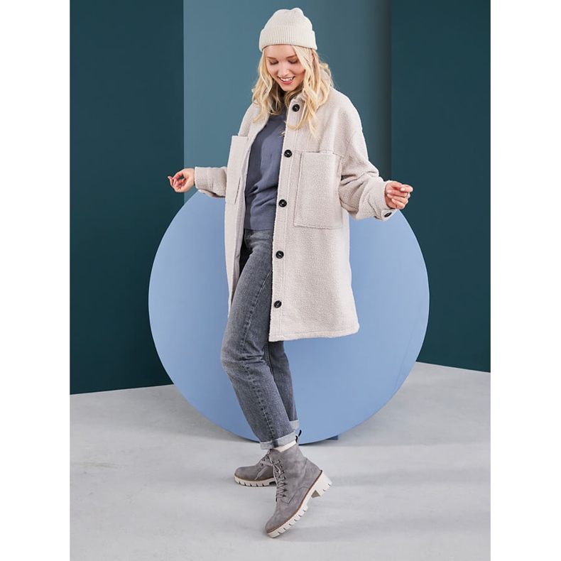 Cómodas botas de plataforma gris cálido Rieker X5701-40 para mujer 1 Cómodas botas de plataforma gris cálido Rieker X5701-40 para mujer 1