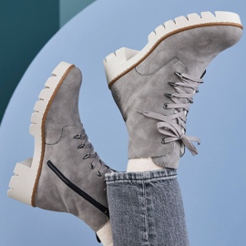 Cómodas botas de plataforma gris cálido Rieker X5701-40 para mujer 4