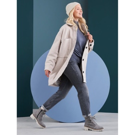 Cómodas botas de plataforma gris cálido Rieker X5701-40 para mujer 5