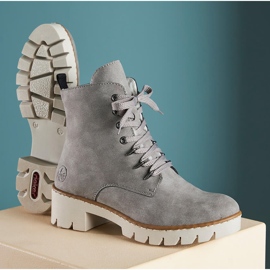 Cómodas botas de plataforma gris cálido Rieker X5701-40 para mujer 6