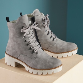 Cómodas botas de plataforma gris cálido Rieker X5701-40 para mujer 7