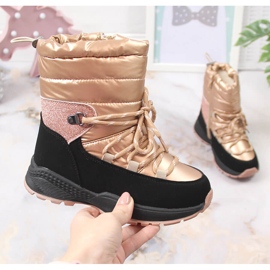 News Botas de nieve para niña, con aislamiento de lana de oveja, doradas negro dorado 1