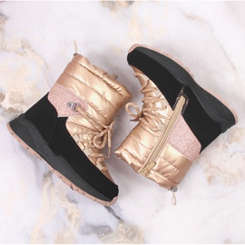 News Botas de nieve para niña, con aislamiento de lana de oveja, doradas negro dorado 4