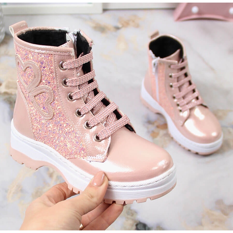 Botas de niña barnizadas con aislamiento rosa Potocki rosado 1