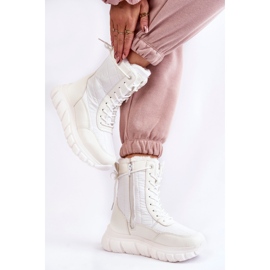 Vinceza Botas De Nieve De Mujer Con Cordones En La Plataforma Blanco Y Beige Anubi 3
