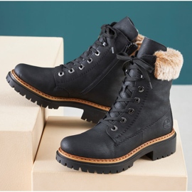 Botas de mujer negras Rieker 72630-00 con pelo negro 9