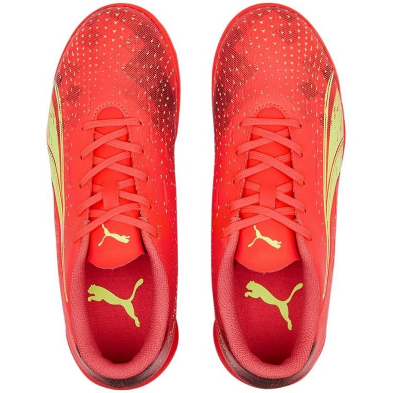 Puma Ultra Play It Jr 106927 03 botas de fútbol rojo naranjas y rojos 1