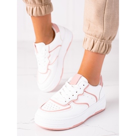 SHELOVET zapatillas de mujer blanco rosado 2