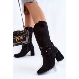 Botas Mujer Ante Tacón Alto Lewski Shoes 2934/B Negro 3