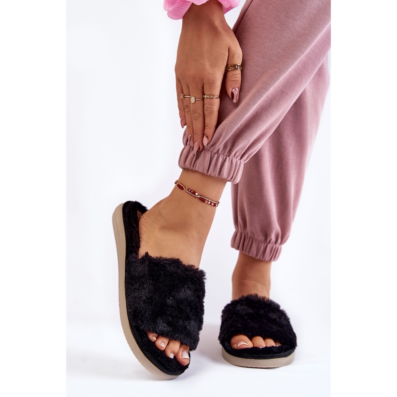 Pantuflas De Casa Pantuflas Con Pelo Inblu EK-05-014 Negro 2