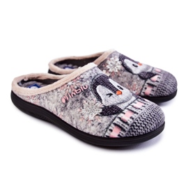 Pantuflas de Estar por Casa Mujer Pingüinos Inblu EC-81-025 Gris beige 7