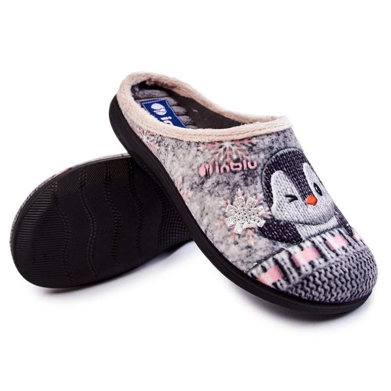 Pantuflas de Estar por Casa Mujer Pingüinos Inblu EC-81-025 Gris beige 1