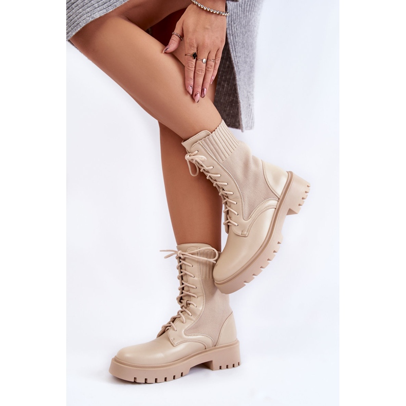 PA1 Calcetines de piel Botas con cordones Beige claro Riston 2 PA1 Calcetines de piel Botas con cordones Beige claro Riston 2