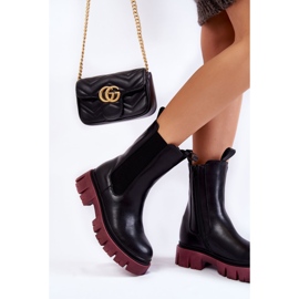 Botas Workers Plataforma Mujer Negro-Clarete Aliana 3