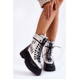 Vinceza Botas De Nieve De Mujer Con Cordones Blanco Y Negro Sharmen 1
