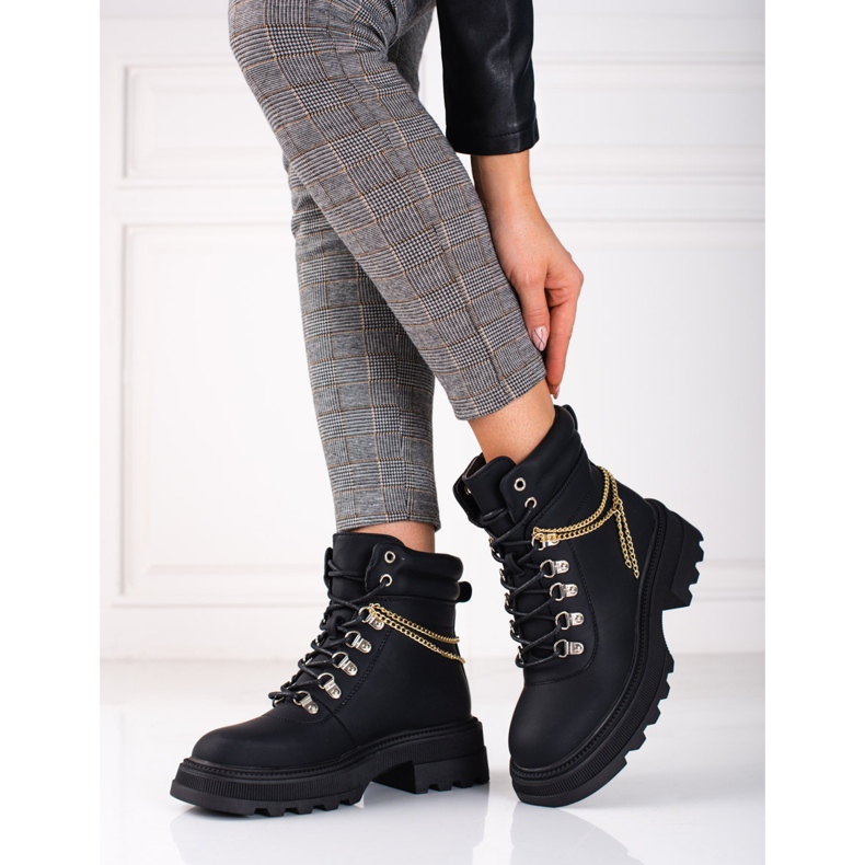 Botas de montaña de mujer negras con cadenas Shelovet negro 2