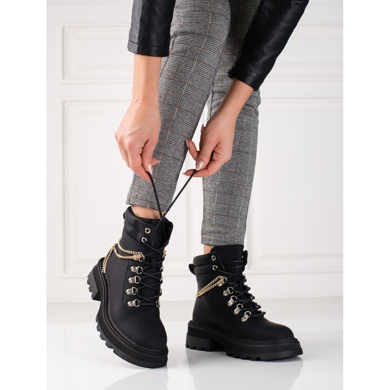 Botas de montaña de mujer negras con cadenas Shelovet negro 1