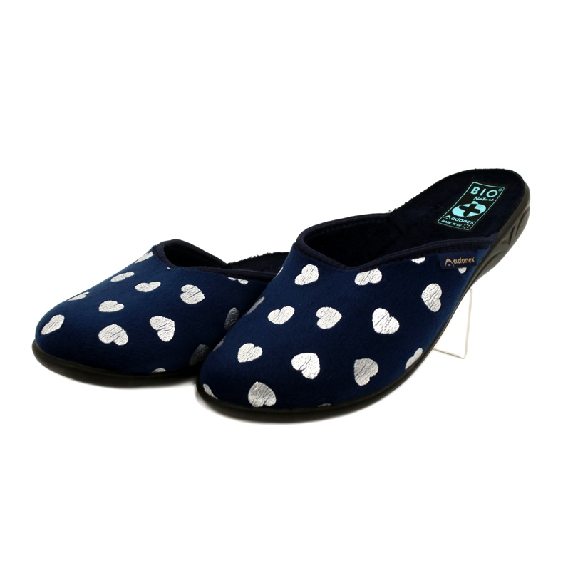 Pantuflas Mujer Con Corazones BIO Adanex 27939 azul marino plata 2 Pantuflas Mujer Con Corazones BIO Adanex 27939 azul marino plata 2