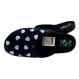 Pantuflas Mujer Con Corazones BIO Adanex 27939 azul marino plata 3 Pantuflas Mujer Con Corazones BIO Adanex 27939 azul marino plata 3