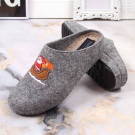 Zapatillas casa mujer fieltro Navidad gris Panto Fino KK267022 3