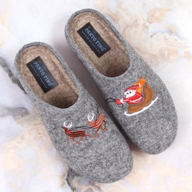 Zapatillas casa mujer fieltro Navidad gris Panto Fino KK267022 4
