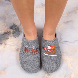 Zapatillas casa mujer fieltro Navidad gris Panto Fino KK267022 7