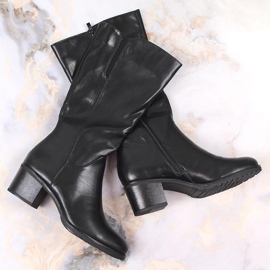 Botas de mujer de tacón con elástico Jezzi negro 1 Botas de mujer de tacón con elástico Jezzi negro 1