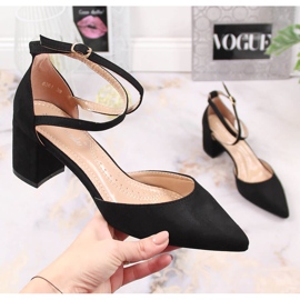 T.Sokolski Zapatos de tacón para mujer de ante con tacón en punta, negro 1