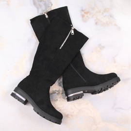 Filippo Botas de mujer de ante con cremallera, insuladas negras Potocki negro 1