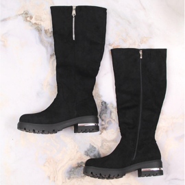 Filippo Botas de mujer de ante con cremallera, insuladas negras Potocki negro 2