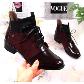 Botines Jezzi mujer tacón plano granate burdeos rojo 1