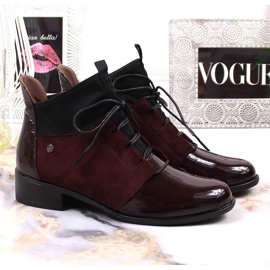 Botines Jezzi mujer tacón plano granate burdeos rojo 2