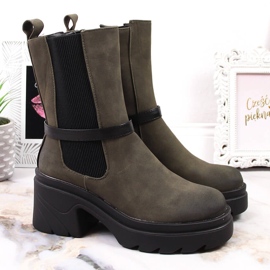 Botas Chelsea de mujer en el poste, verde cálido Jezzi, ante 2