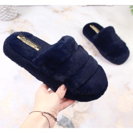 T.Sokolski Zapatillas de estar por casa de felpa azul marino para mujer T. Sokolski 2