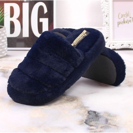 T.Sokolski Zapatillas de estar por casa de felpa azul marino para mujer T. Sokolski 3