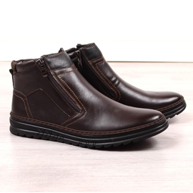 Zapatos de hombre en piel marrón con cremalleras, marrón T.Sokolski 1