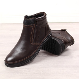 Zapatos de hombre en piel marrón con cremalleras, marrón T.Sokolski 3