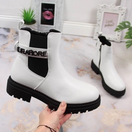 Botines Chelsea de mujer con plataforma blanca aislada Laura La.Fi blanco 1