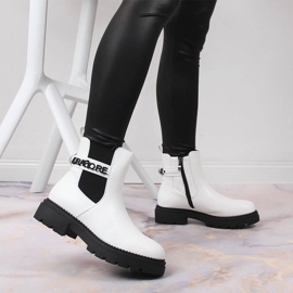 Botines Chelsea de mujer con plataforma blanca aislada Laura La.Fi blanco 5