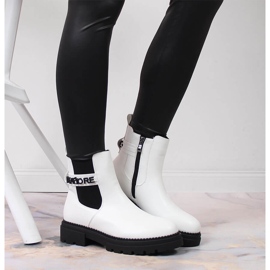 Botines Chelsea de mujer con plataforma blanca aislada Laura La.Fi blanco 6